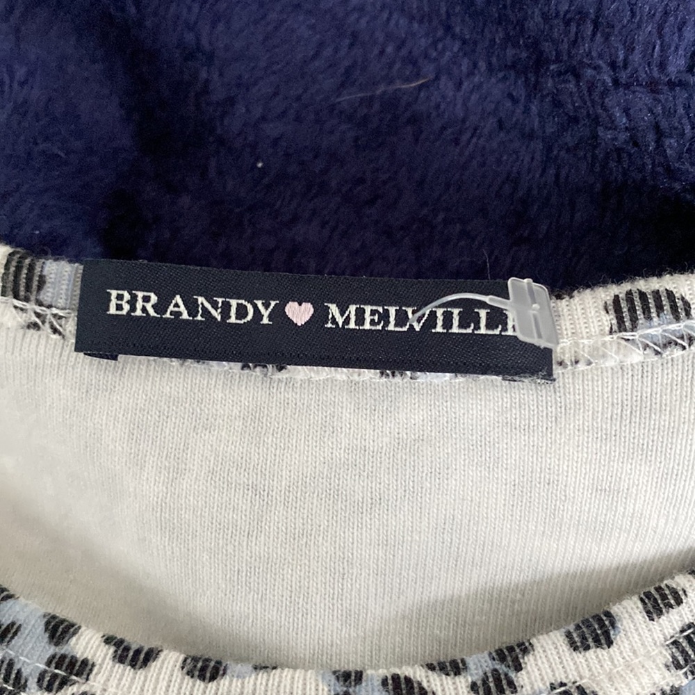 Brandy Melville Ashlyn Blue Cheetah Cropped Short Sleeve - Picture 3 of 3